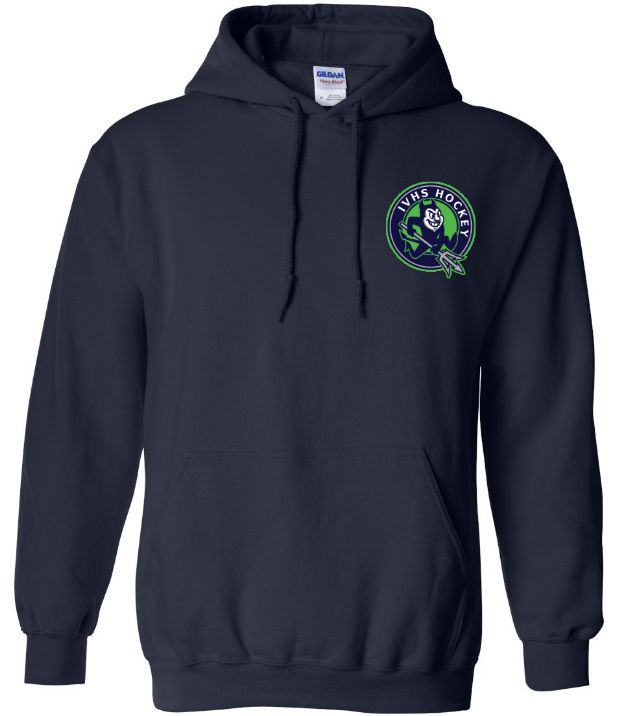 Island View High School - Navy IVHS Devils Hockey Hoodie (Left Chest)