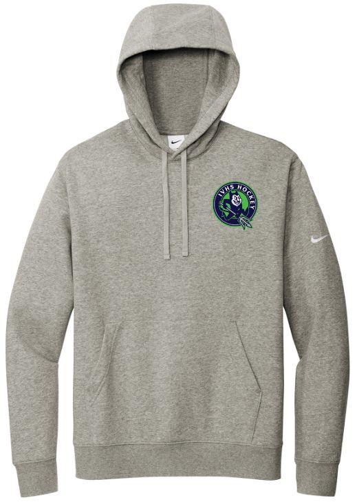 Island View High School - Dark Heather Grey IVHS Devils Hockey Nike Hoodie (Left Chest)