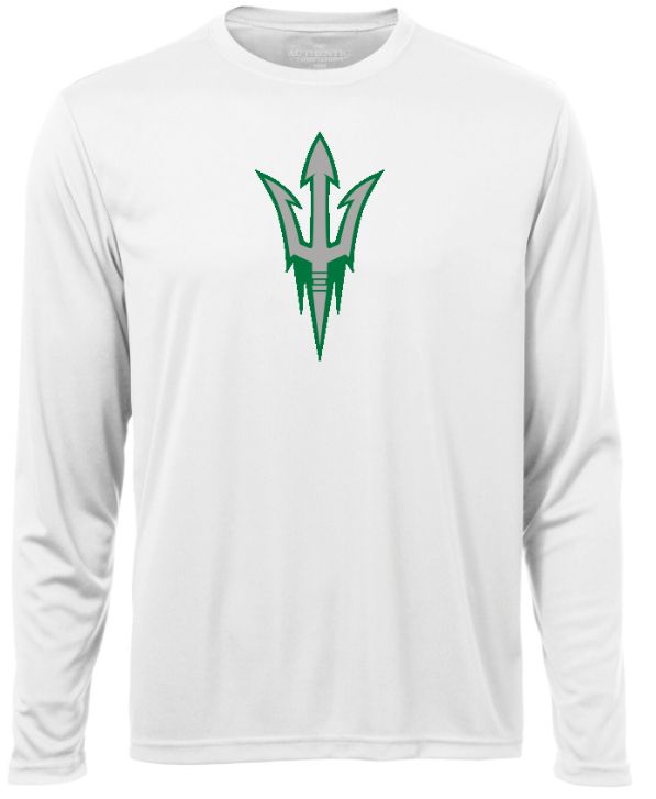 Island View High School - White Hockey Trident Long Sleeve Performance Shirt (Full Chest)
