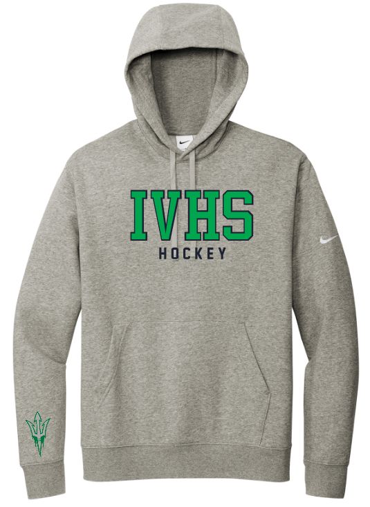 Island View High School - Dark Heather Grey IVHS Hockey Nike Hoodie (Full Chest)