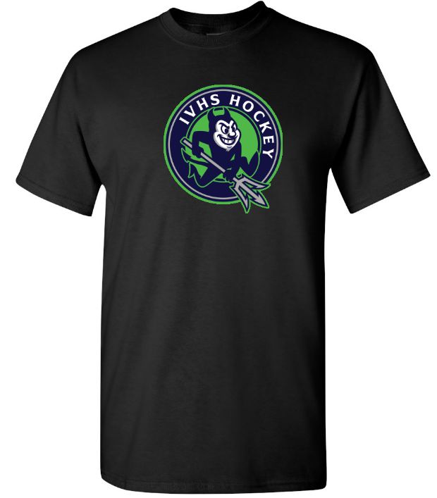 Island View High School - Black IVHS Devils Hockey T-Shirt (Full Chest)