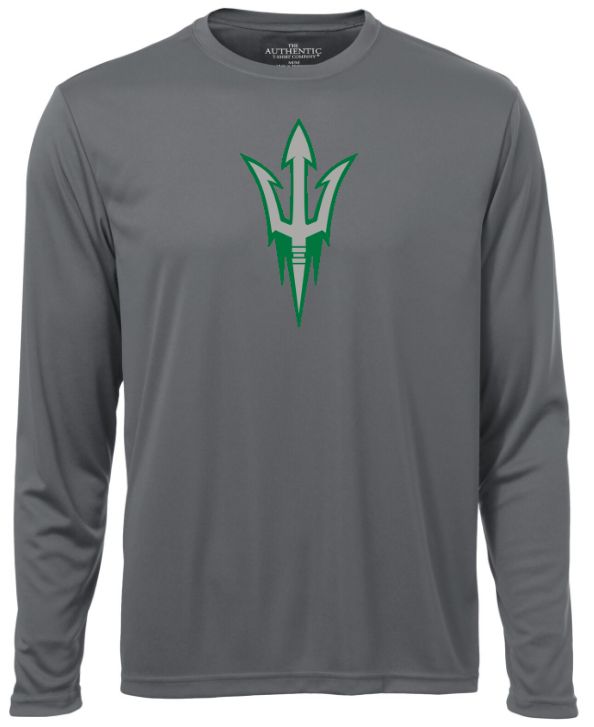 Island View High School - Coal Grey Hockey Trident Long Sleeve Performance Shirt (Full Chest)
