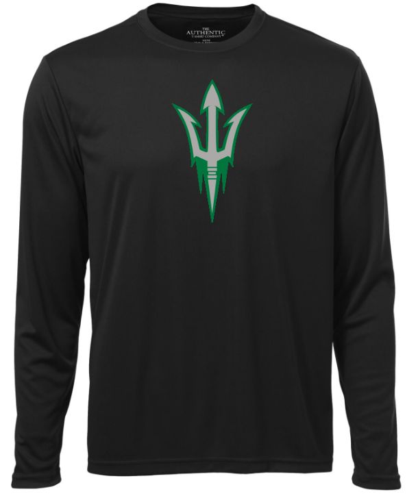 Island View High School - Black Hockey Trident Long Sleeve Performance Shirt (Full Chest)