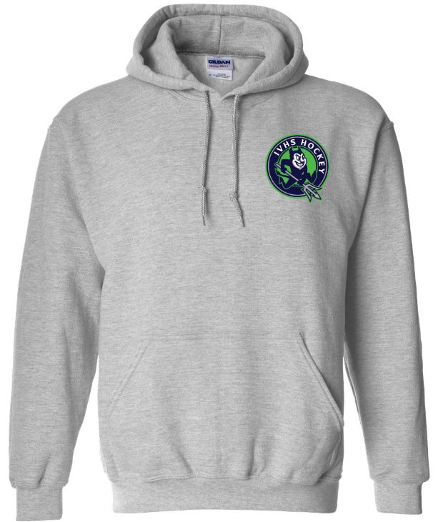 Island View High School - Sport Grey IVHS Devils Hockey Hoodie (Left Chest)