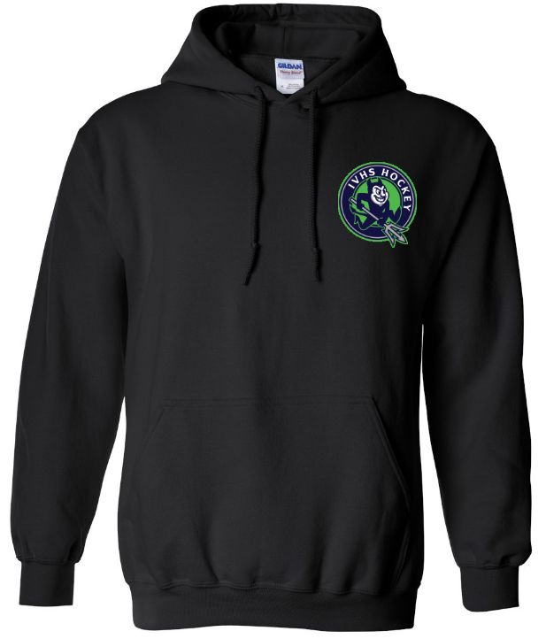 Island View High School - Black IVHS Devils Hockey Hoodie (Left Chest)