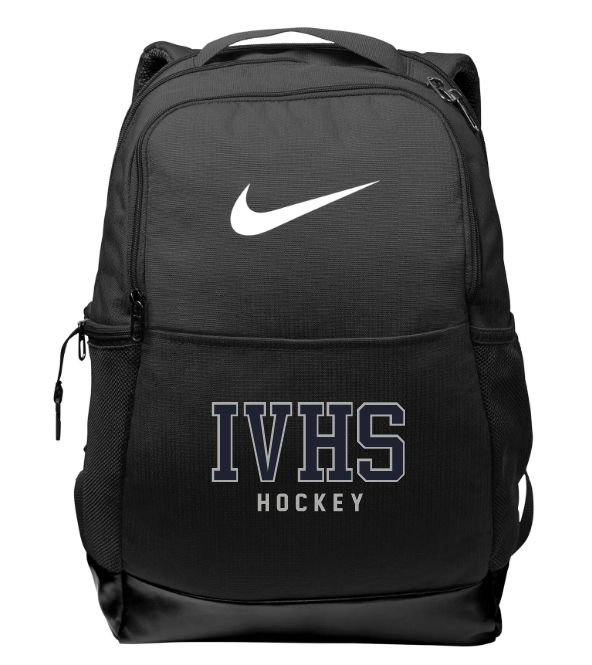 Island View High School - Black IVHS Hockey Nike Backpack (Grey/Navy Logo)
