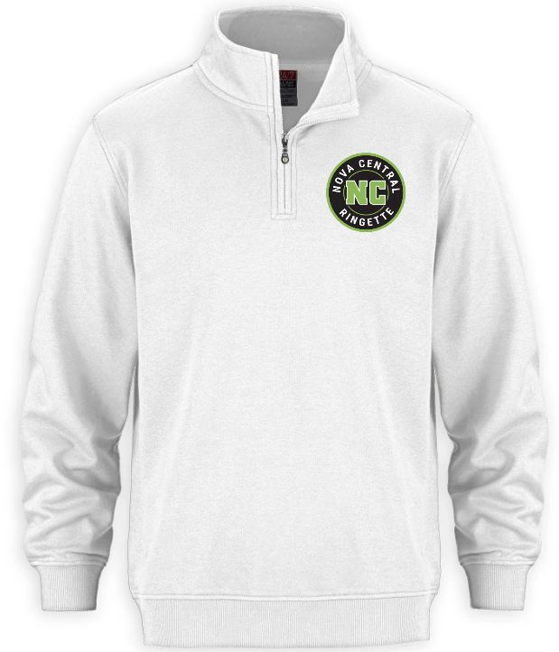 Nova Central Ringette - White Nova Central Ringette CSW 1/4 Zip Sweater (Left Chest)