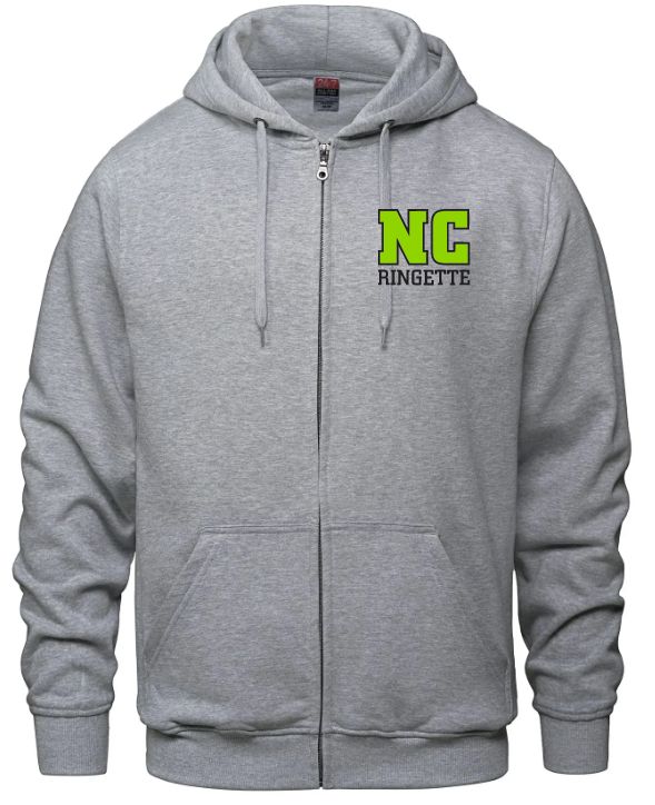 Nova Central Ringette - Athletic Grey NC Ringette CSW Full Zip Sweater (Left Chest)