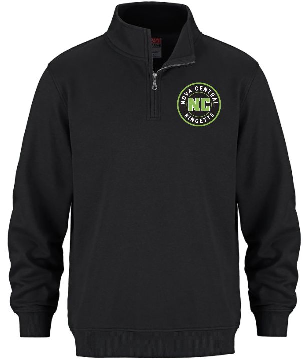 Nova Central Ringette - Black Nova Central Ringette CSW 1/4 Zip Sweater (Left Chest)