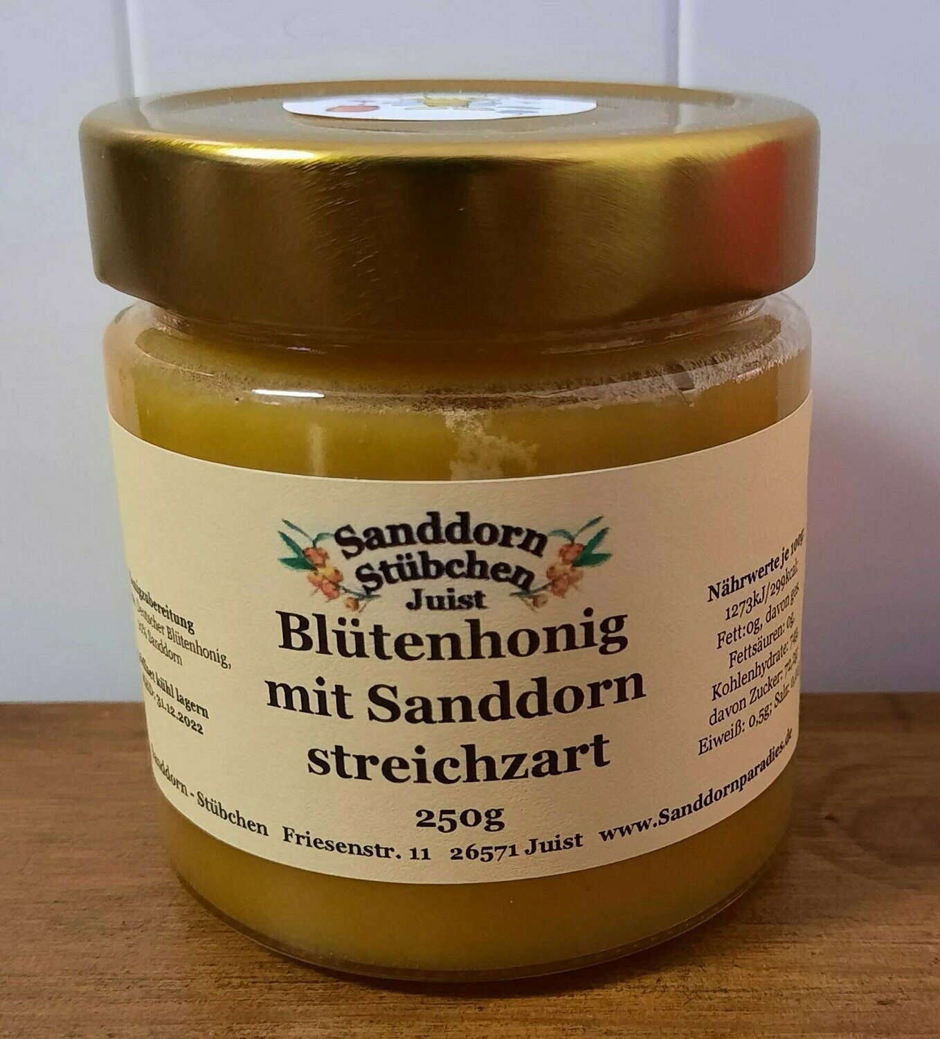 250g Blütenhonig mit Sanddorn, Honigzubereitung