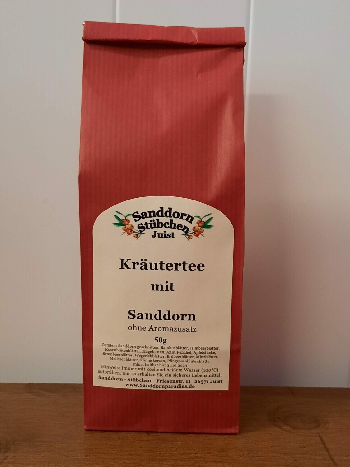 50g Kräutertee mit Sanddorn, ohne Aromazugabe