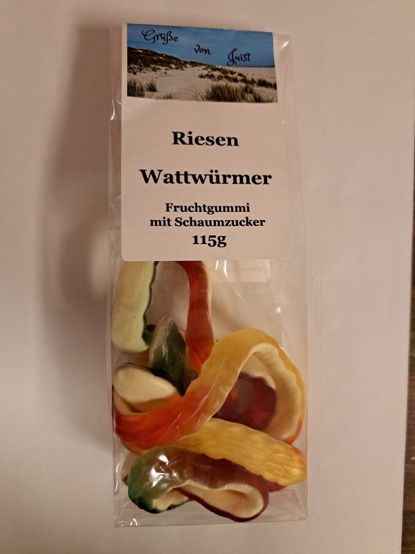 110g Riesen Wattwürmer, Fruchtgummi, Gruß von Juist