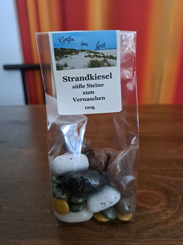 150g Strandkiesel, Dragees, gefüllt, Gruß von Juist 