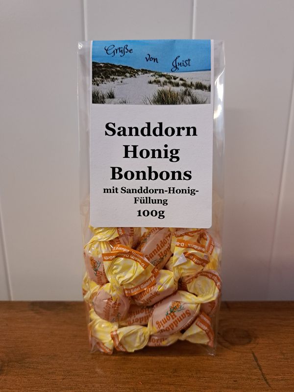 100g Sanddorn Honig Bonbons, gefüllt