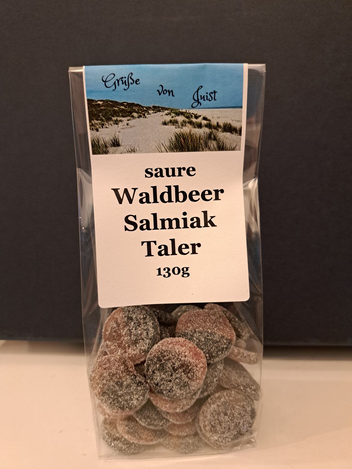 130g saure Waldbeer Salmiaktaler Gruß von Juist