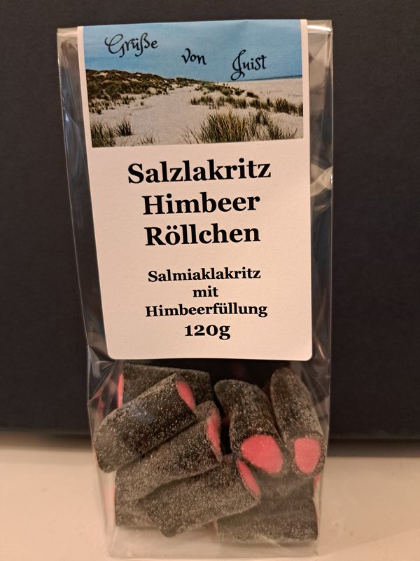 120g Lakritz Himbeerröllchen Gruß von Juist 120g Lakritz Himbeerröllchen Gruß von Juist