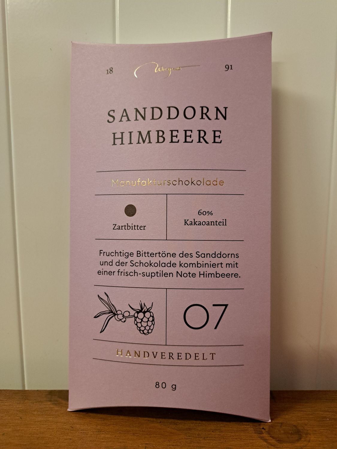 80g Wagner Zartbitterschokolade Sanddorn Himbeer