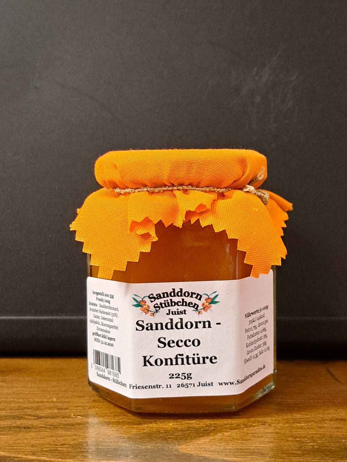 225g Sanddorn Fruchtaufstrich mit Sekt