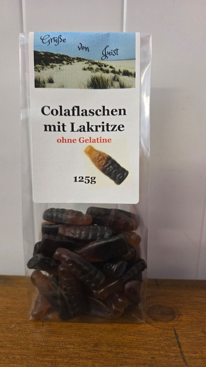 Colaflaschen mit Lakritz, Gruß von Juist