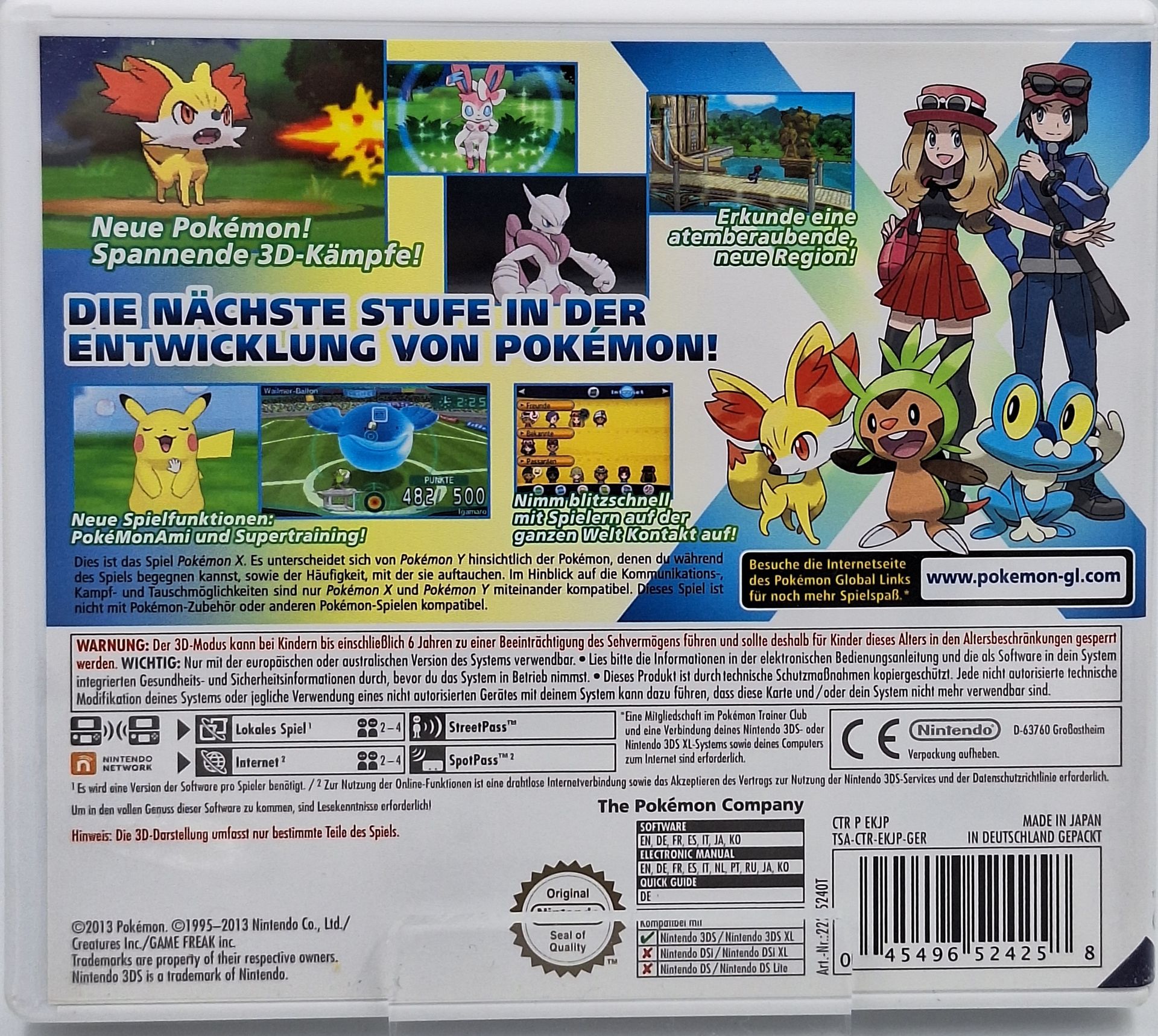 Pokémon X Nintendo 3DS Komplett Gebraucht Originalfoto Cover Vorderseite