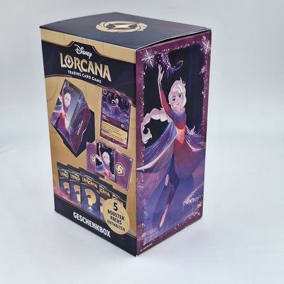 Disney Lorcana TCG Mythen Elsa Geschenkbox Deutsch Neu original versiegelt Elsa Promokarte Booster Packs Originalfoto