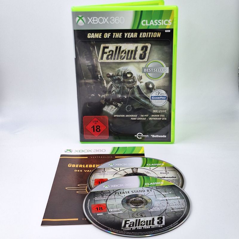 Fallout 3 Game of the Year Edition Xbox 360 gebraucht geprüft mit OVP und Anleitung