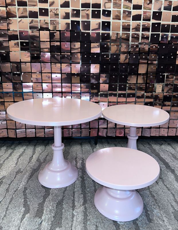 3 présentoirs support à gateaux rose pastel