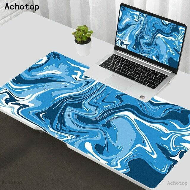Grand tapis de souris pour ordinateur de bureau et de jeu, couleur   Bleu XXL