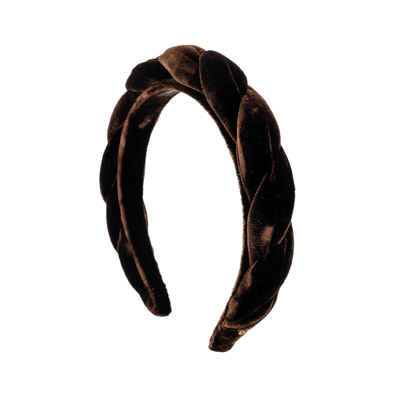 Alexandre de Paris  20 mm Dahlie Haarreif aus Samt Café