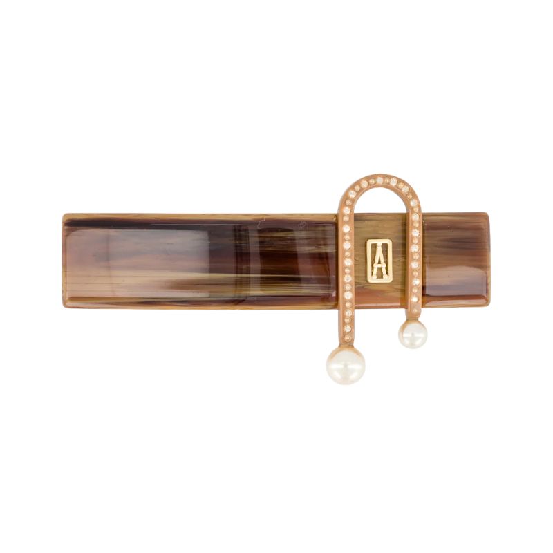 Alexandre de Paris INFLUENCE - BARRETTE AUTO 8CM PERLE STRASS