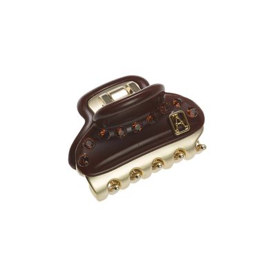 Alexandre de Paris Vendôme 3cm Baby Haarklammer Braun 1 Linie Strass