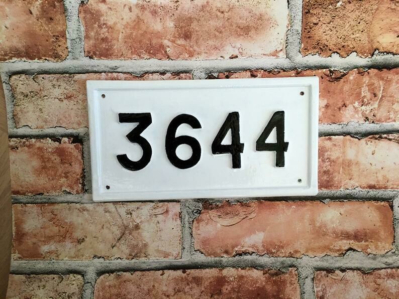 Contemporary Address Sign, House Plaque, Door Number Plate, Traditional Custom Made Vintage Shabby Chic Sign