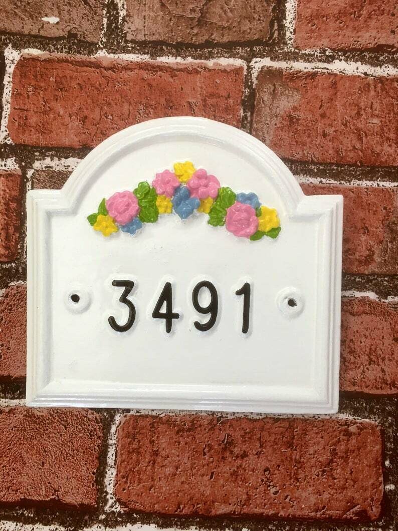 Vintage Traditional Address Sign, house sign, House Number, Address Plaque, House Door Number Plate, custom Shabby Chic, House Number Sign