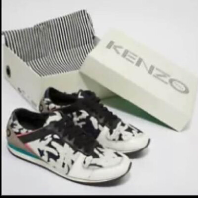 leather Kenzo black and white sneakers pre-owned size 10
