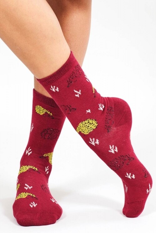 Organic Cotton Hedgehog Socks, Color: Berry