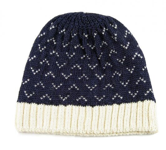 British Wool Saxon Beanie Hat- Navy