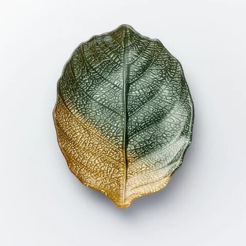 28CM GLASS PLATE - LEAF DESIGN -