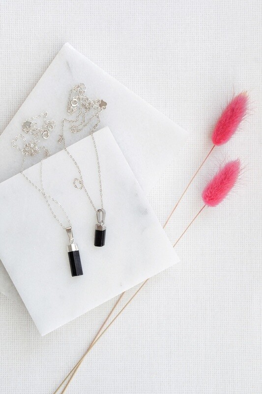 925 Sterling Silver Tourmaline Pendant Necklace