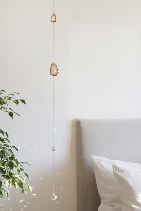 XXL Raw Quartz Crystal Window Suncatcher (120cm)
