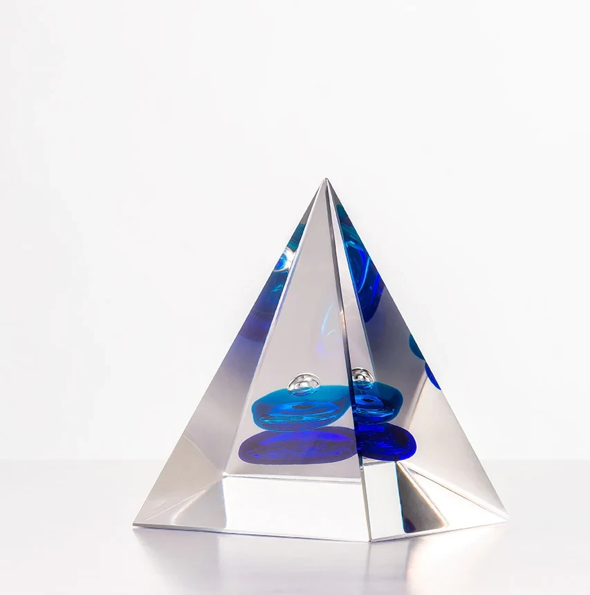 PYRAMID PAPERWEIGHT - BLUE