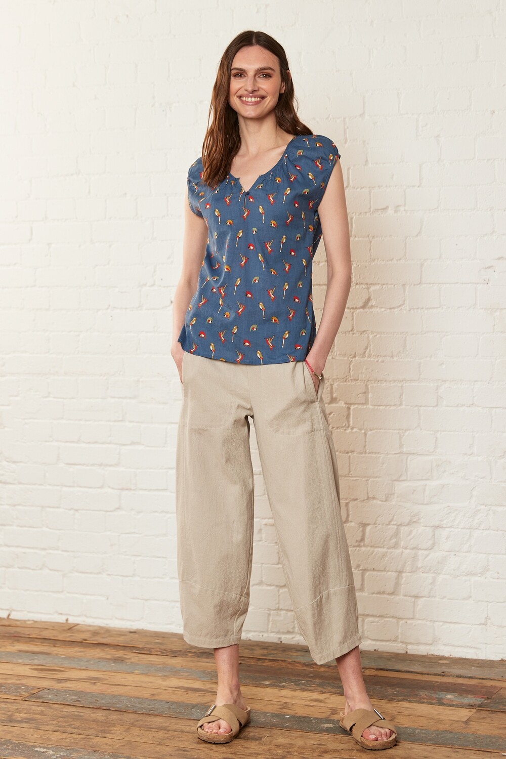 Gathered Top, Colors: Denim
