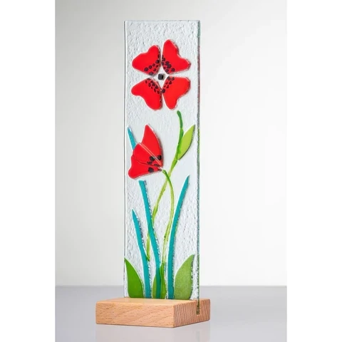 STANDING DECORATIVE FLOWER PLAQUE - RED