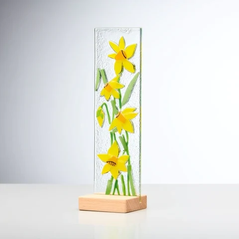 STANDING DECORATIVE FLOWER PLAQUE - YELLOW