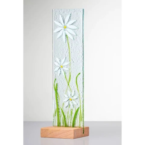 STANDING DECORATIVE FLOWER PLAQUE - WHITE