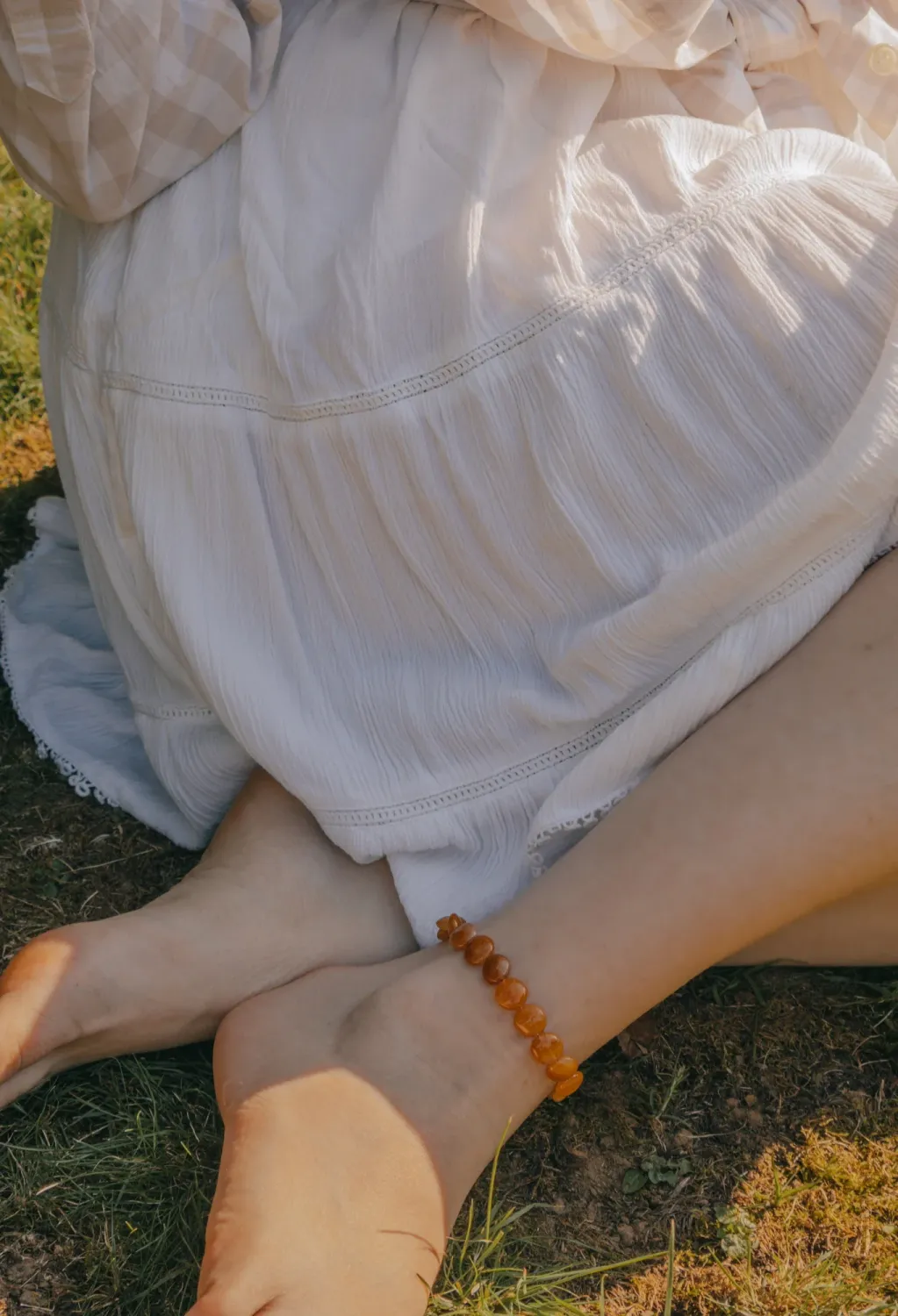 Yellow Jade Anklet in Gold