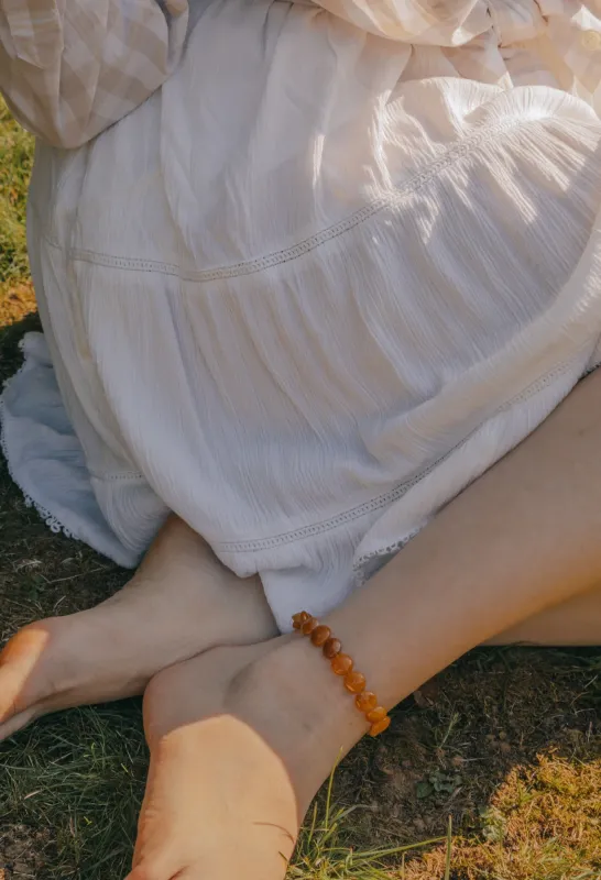 Yellow Jade Anklet in Gold