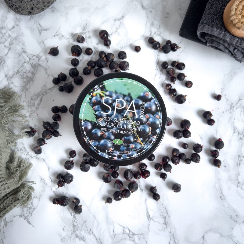 Sugar scrub with sea buckthorn, almond oil “Blackcurrant”