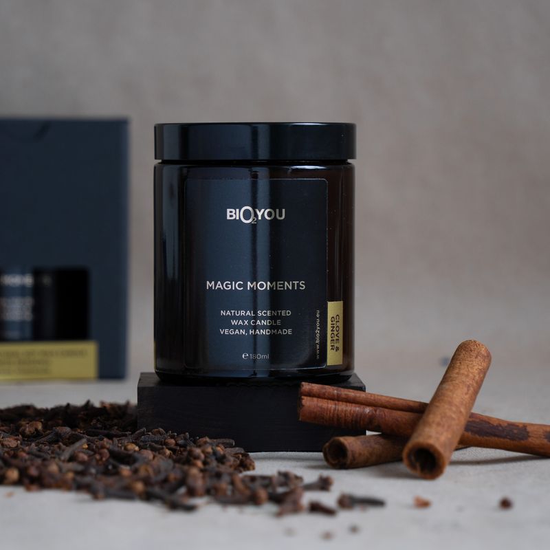 Scented natural soy wax candle Cinnamon, clove and ginger