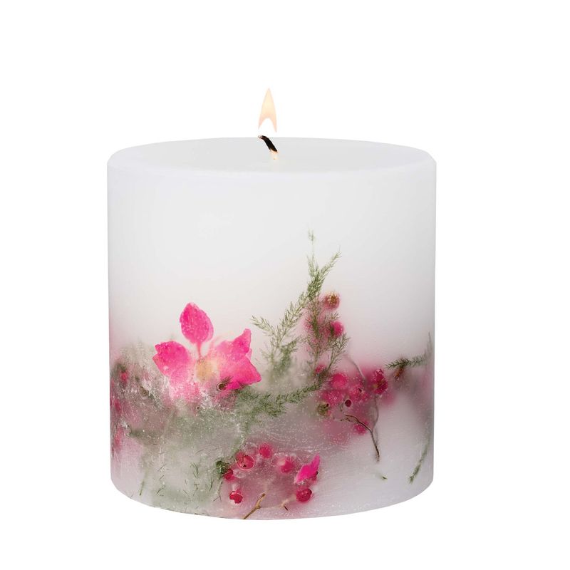 Nature&#39;s Gift - Pink Pepper Flowers - Scented Botanical Candle - Inclusion Pillar