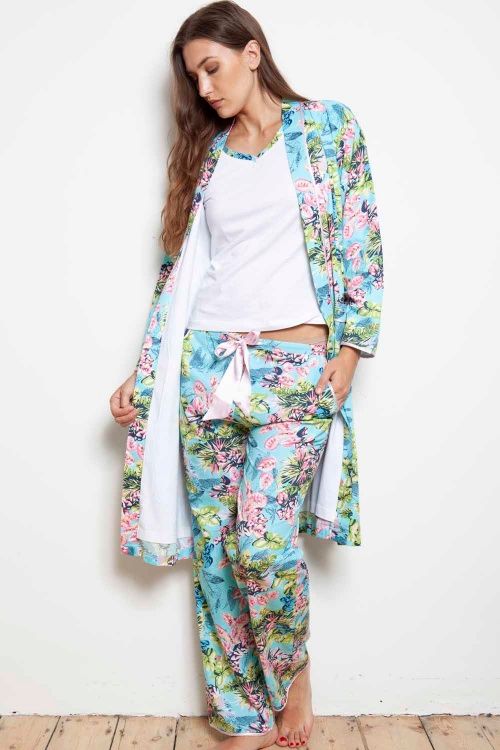 Caribe Flora Cotton Double Face Kimono / Bath Robe